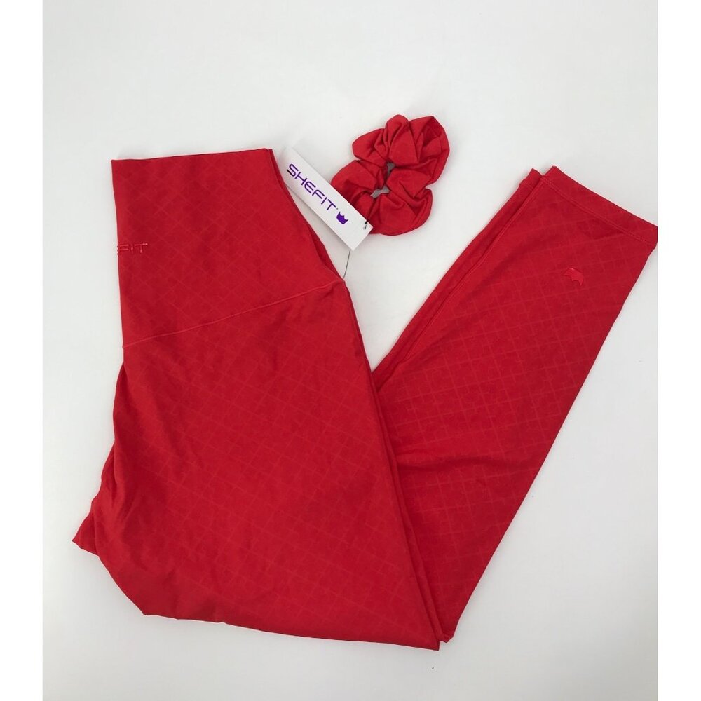 SHEFIT Boss Legging High Waist Diamond Embossed Print Rush Red Size 2 Luxe NEW
